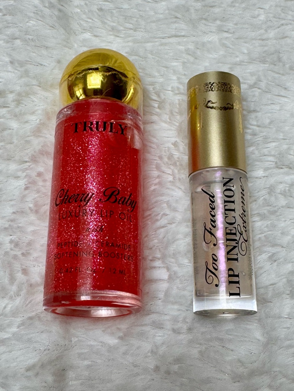 NEW - 2 Piece Lippy Bundle: TRULY Cherry Baby Lip Oil / Too Faced Lip Plumper